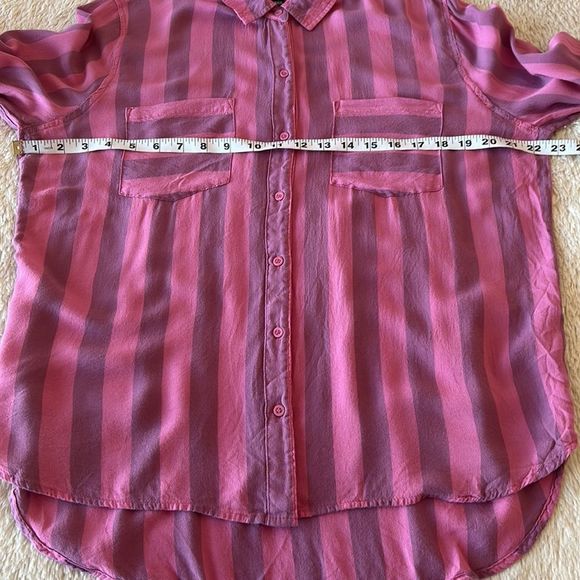 Ana pink and purple striped button up blouse - Picture 9 of 16